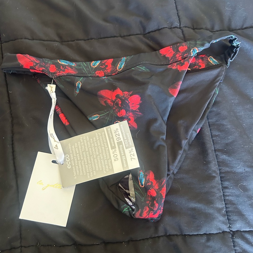La Gotta Black Floral Bikini Bottom